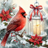 Christmas Cardinal Glow Diamond Art Design - Full Drill with 5d Square or Round Diamonds / AB Drills Available