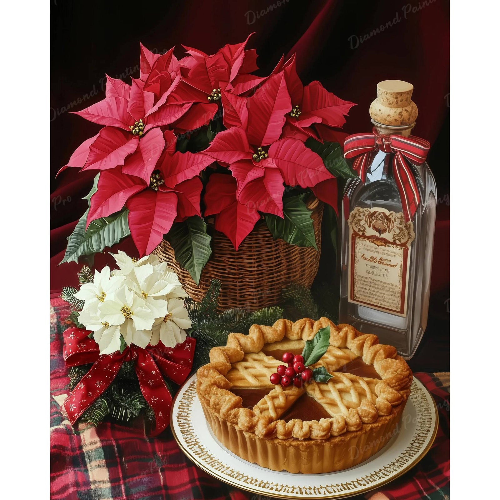 Christmas Pie and Drinks Diamond Art Design - Full Drill with 5d Square or Round Diamonds / AB Drills Available