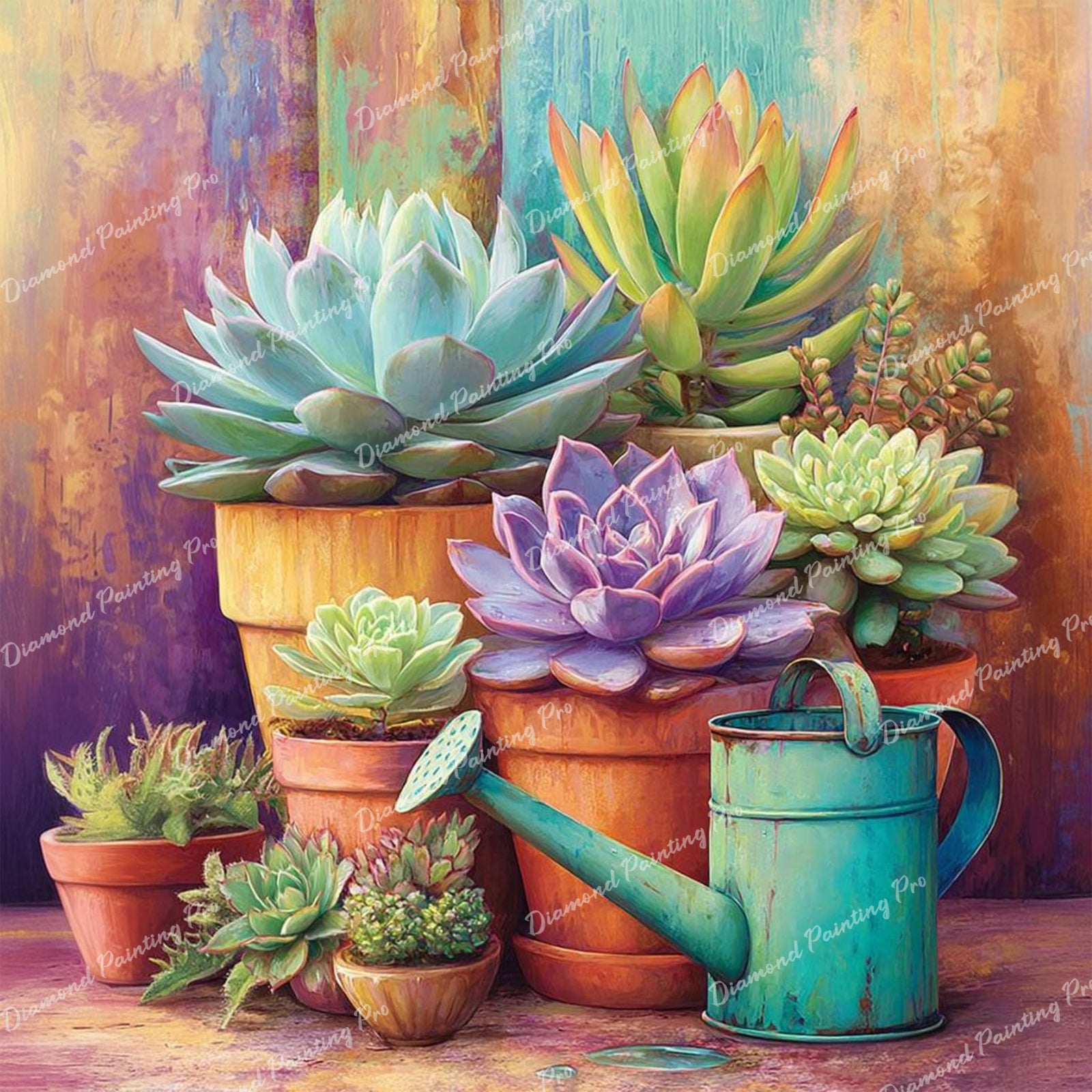 Colorful Succulents Diamond Art Design - Full Drill with 5d Square or Round Diamonds / AB Drills Available