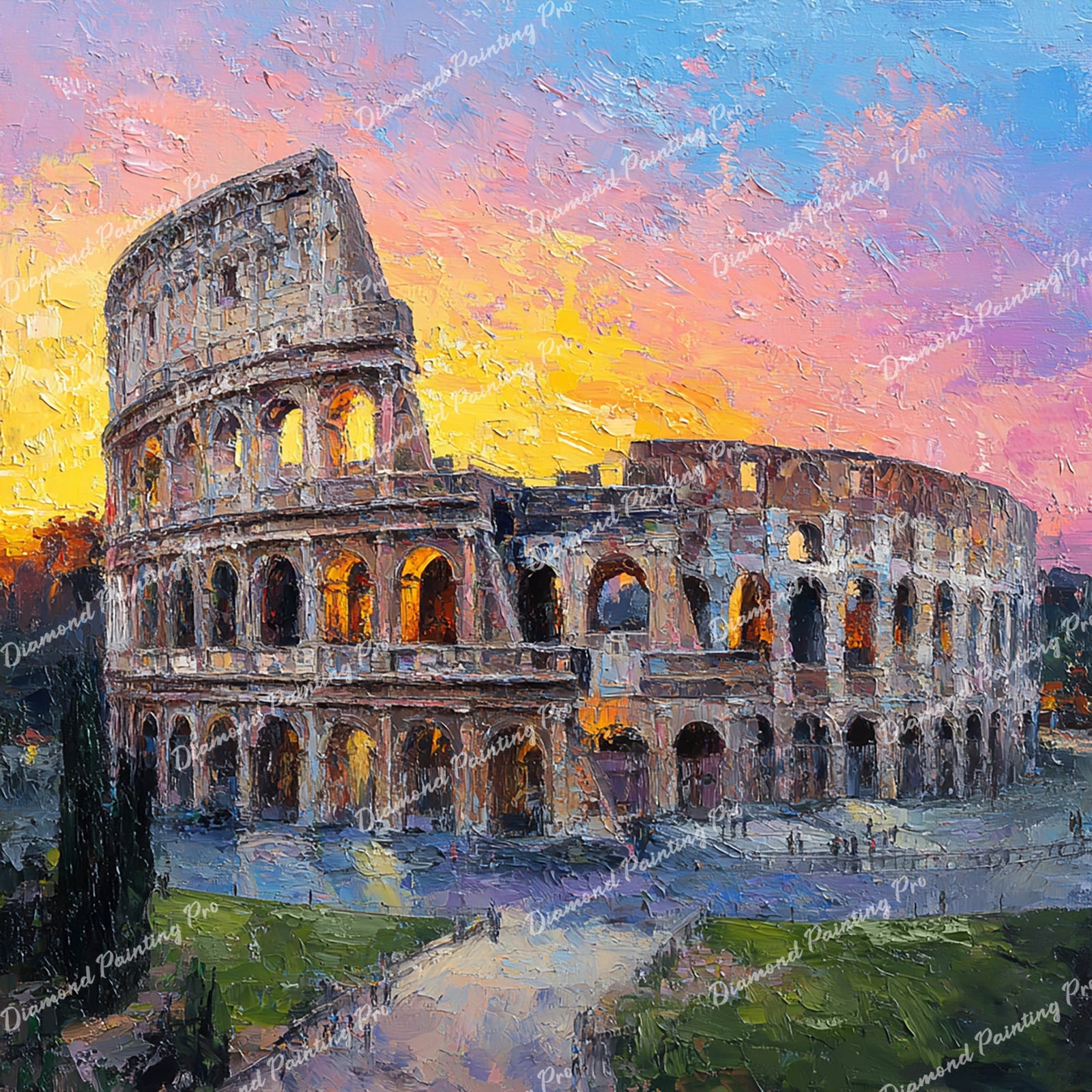 Colosseum at Sunset Diamond Art Design - Full Drill with 5d Square or Round Diamonds / AB Drills Available