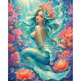 Coral Reef Mermaid Diamond Art Design - Full Drill with 5d Square or Round Diamonds / AB Drills Available
