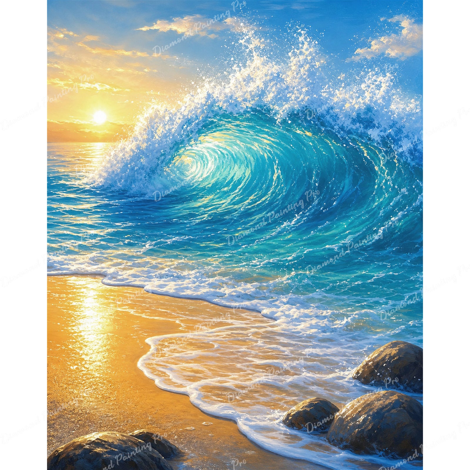 Cresting Ocean Wave Diamond Art Design - Full Drill with 5d Square or Round Diamonds / AB Drills Available