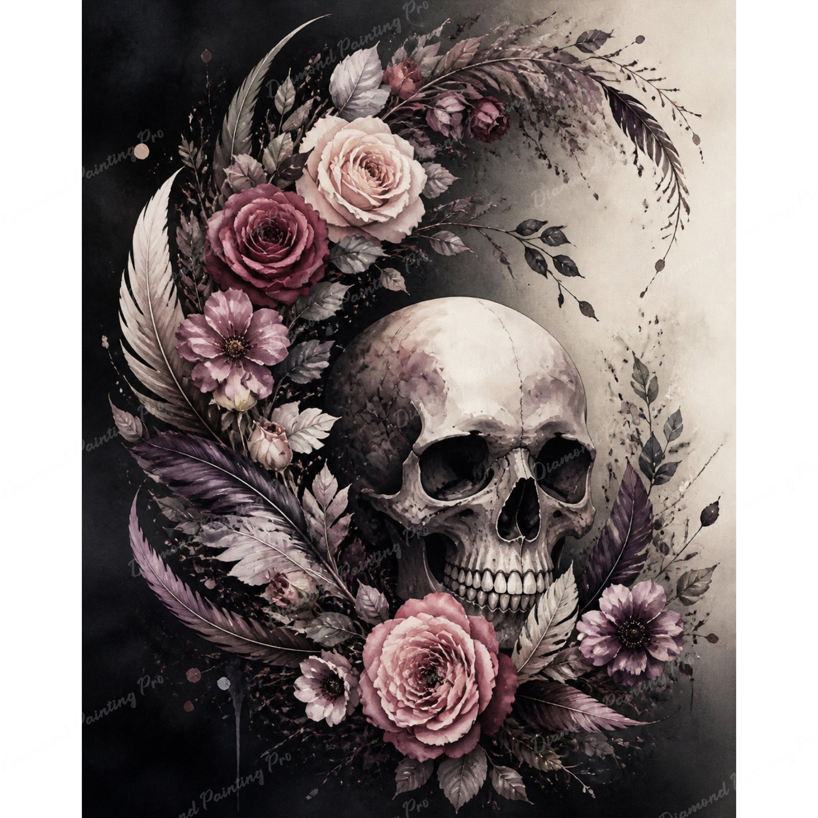 Crimson Skull Diamond Art Design - Full Drill with 5d Square or Round Diamonds / AB Drills Available