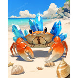 Crystal Beach Crab | Diamond Painting Design - Full Drill Diamond Art with 5d Square or Round Diamonds - AB Drills Available