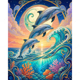 Dolphins Leaping Diamond Art Design - Full Drill with 5d Square or Round Diamonds / AB Drills Available