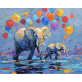 Elephants and Balloons Diamond Art Design - Full Drill with 5d Square or Round Diamonds / AB Drills Available