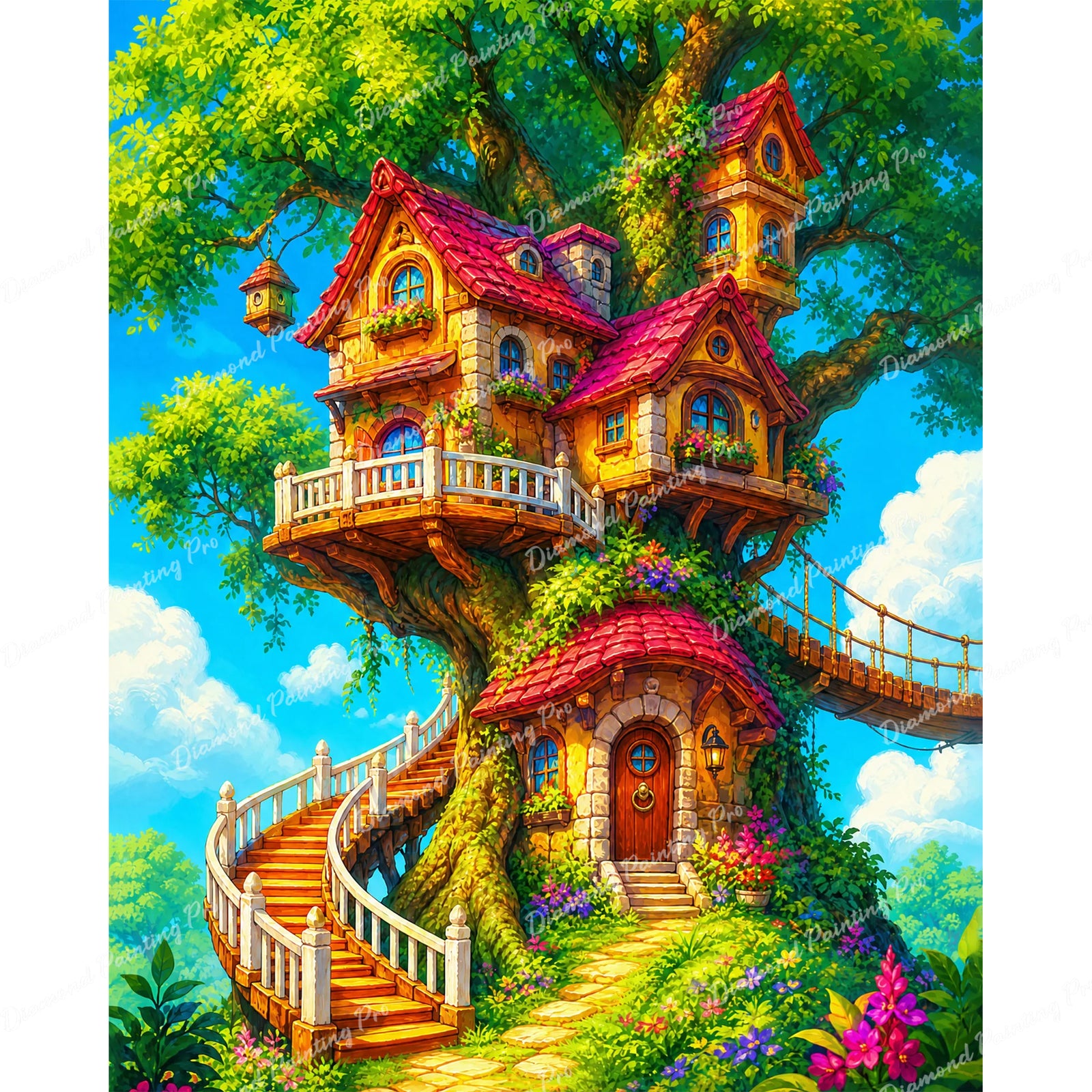 Enchanted Canopy Cottage Diamond Art Design - Full Drill with 5d Square or Round Diamonds / AB Drills Available