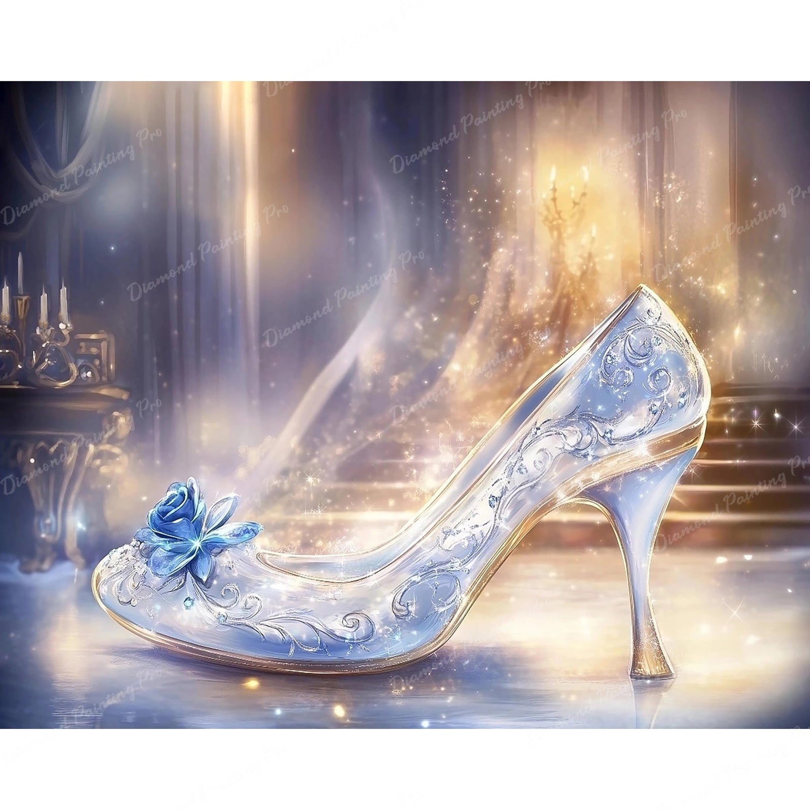 Enchanted Glass Slipper Diamond Art Design - Full Drill with 5d Square or Round Diamonds / AB Drills Available