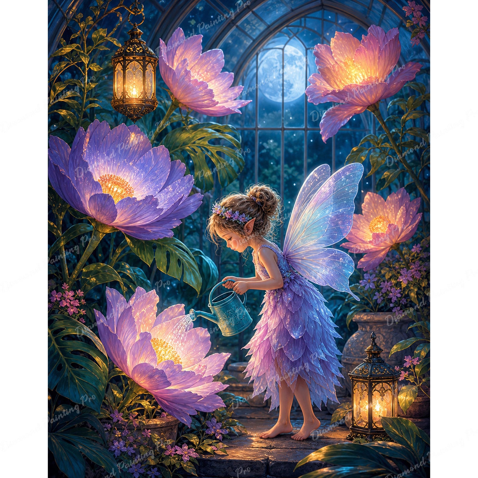 Fairy Watering Flowers Diamond Art Design - Full Drill with 5d Square or Round Diamonds / AB Drills Available