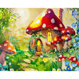 Enchanted Mushroom Cottage | Diamond Painting Design - Full Drill Diamond Art with 5d Square or Round Diamonds - AB Drills Available