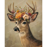 Floral Antler Diamond Art Design - Full Drill with 5d Square or Round Diamonds / AB Drills Available