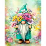 Flower and Garden Gnome Diamond Art Design - Full Drill with 5d Square or Round Diamonds / AB Drills Available