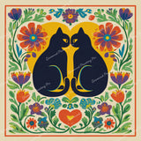 Folk Art Black Cats Diamond Art Design - Full Drill with 5d Square or Round Diamonds / AB Drills Available
