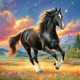 Galloping Black Horse Diamond Art Design - Full Drill with 5d Square or Round Diamonds / AB Drills Available