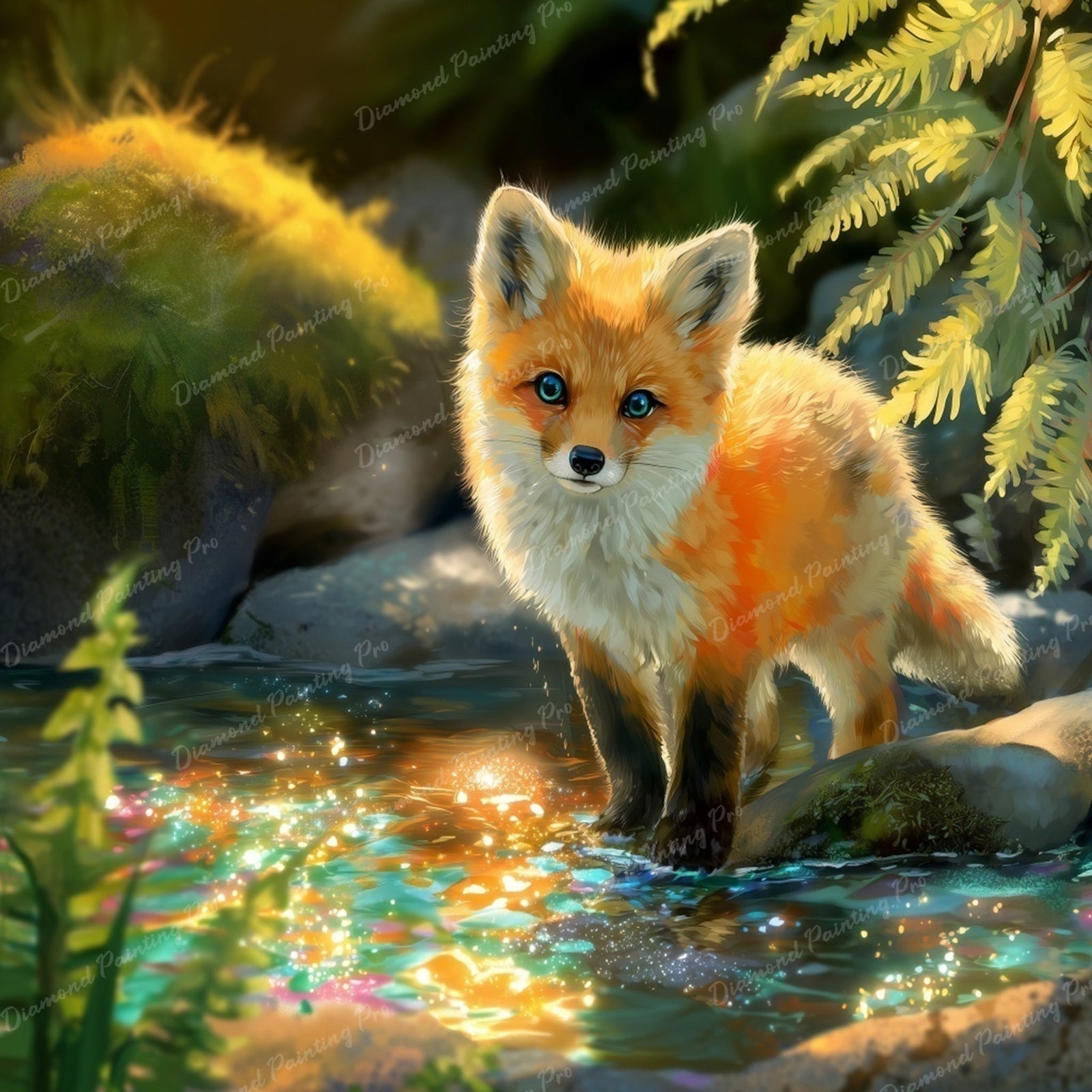 Glimmering Fox Pup Diamond Art Design - Full Drill with 5d Square or Round Diamonds / AB Drills Available