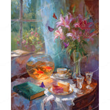 Goldfish Tea Party Diamond Art Design - Full Drill with 5d Square or Round Diamonds / AB Drills Available
