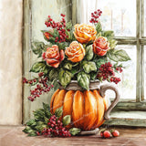 Harvest Vase Roses Diamond Art Design - Full Drill with 5d Square or Round Diamonds / AB Drills Available