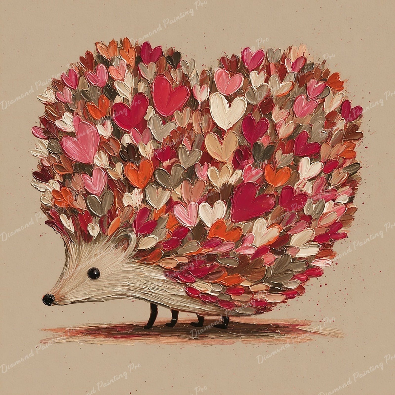 Heartful Hedgehog Diamond Art Design - Full Drill with 5d Square or Round Diamonds / AB Drills Available