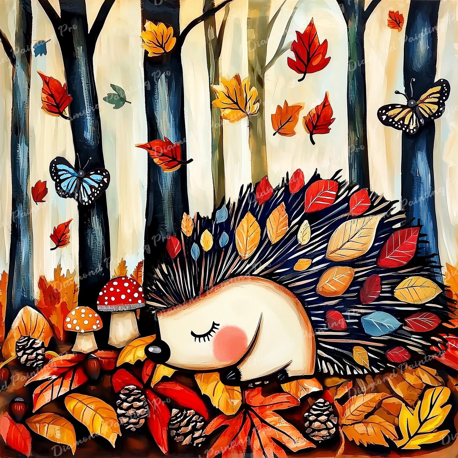 Hedgehog Autumn Hideaway | Diamond Painting Design - Full Drill Diamond Art with 5d Square or Round Diamonds - AB Drills Available