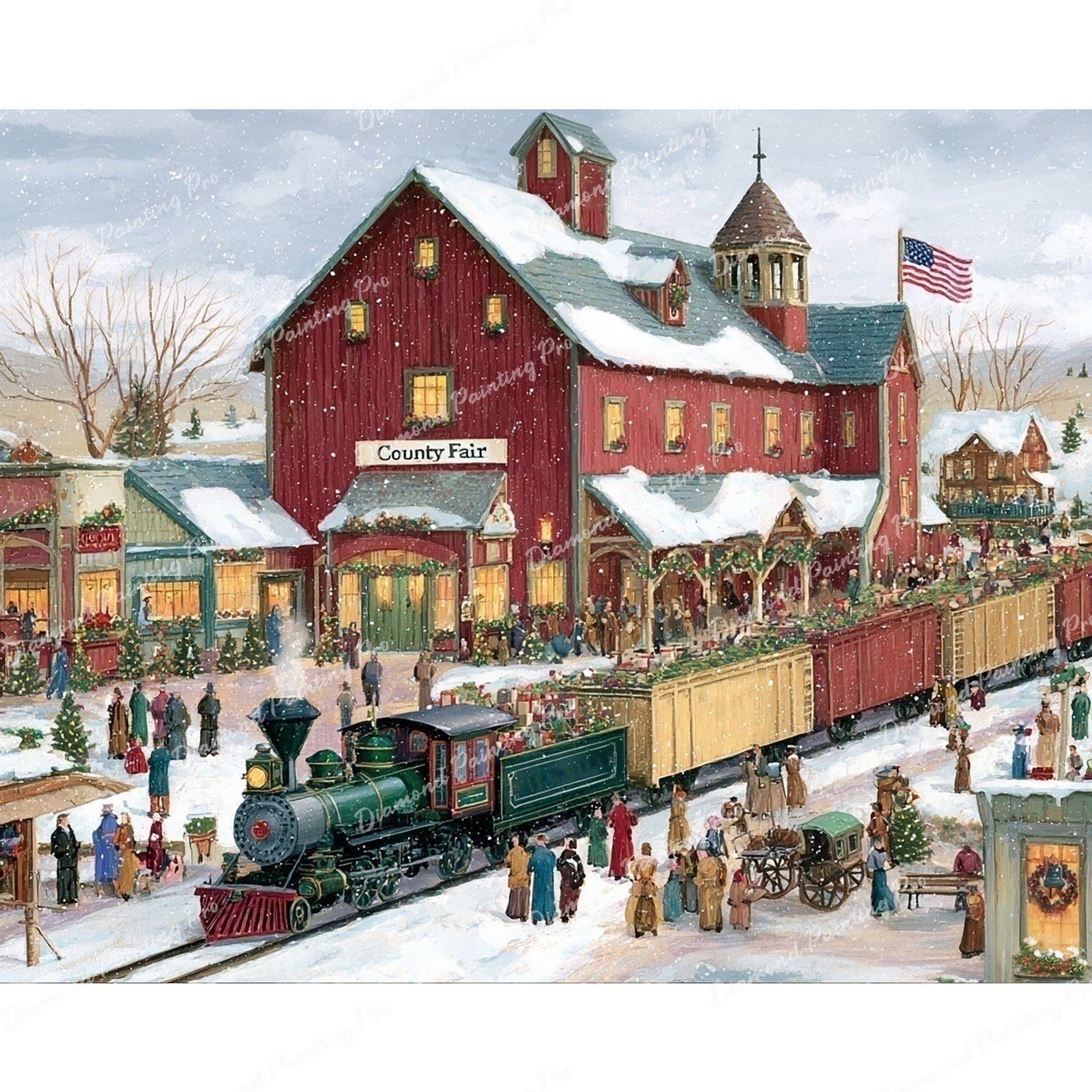 Holiday County Express Diamond Art Design - Full Drill with 5d Square or Round Diamonds / AB Drills Available