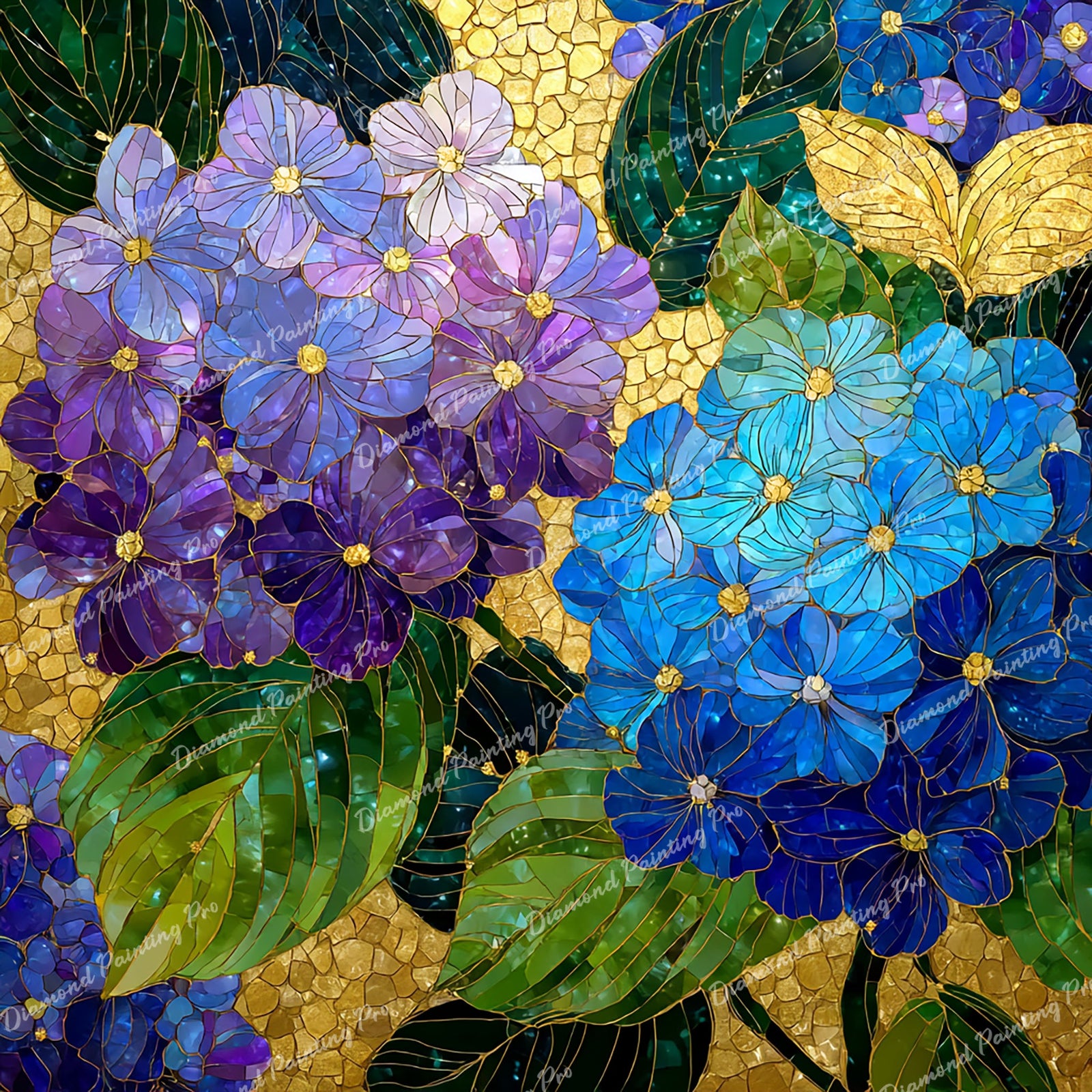 Hydrangea Hearth Diamond Art Design - Full Drill with 5d Square or Round Diamonds / AB Drills Available