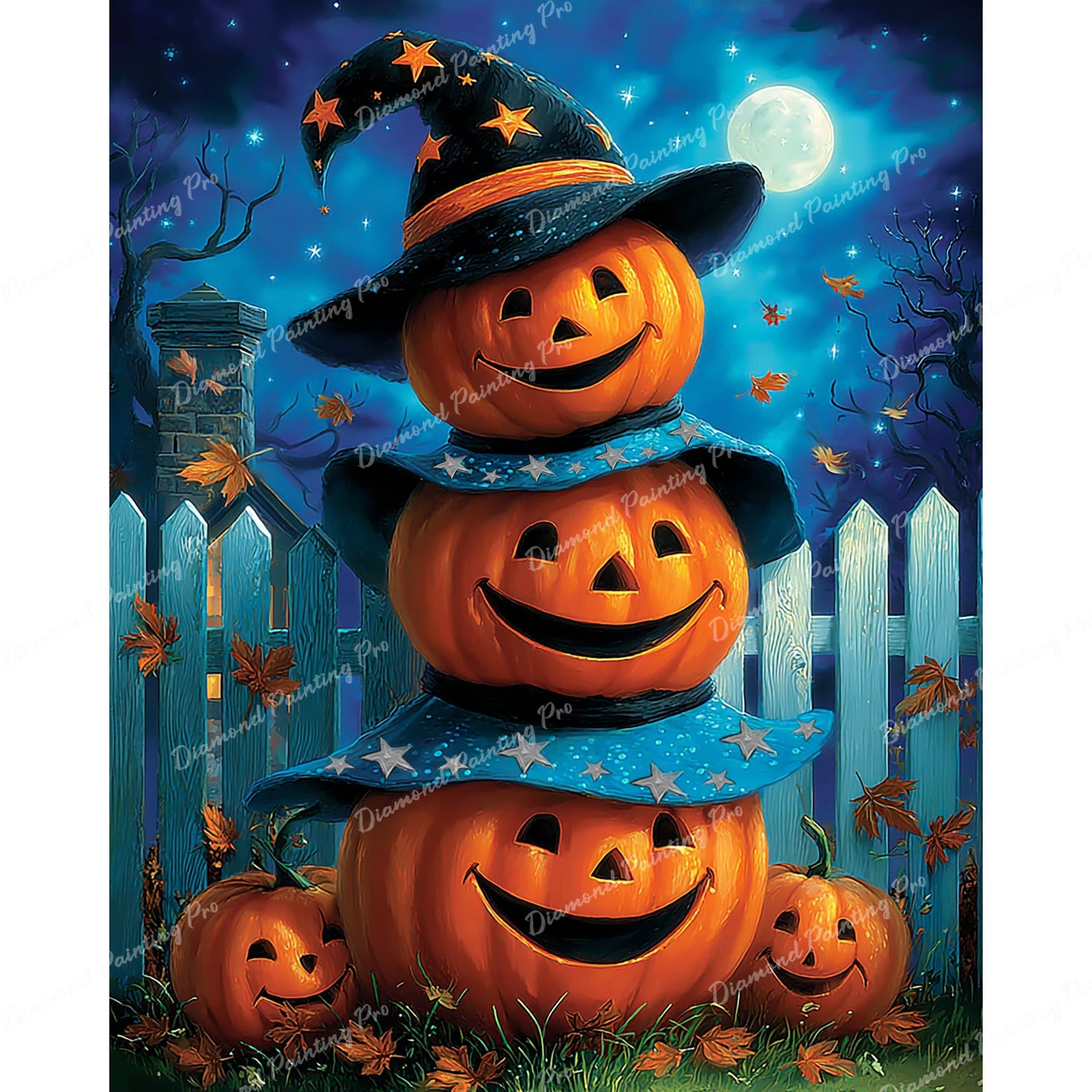 Jack-o-Lantern Trio Diamond Art Design - Full Drill with 5d Square or Round Diamonds / AB Drills Available