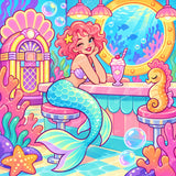 Jukebox Mermaid Diamond Art Design - Full Drill with 5d Square or Round Diamonds / AB Drills Available