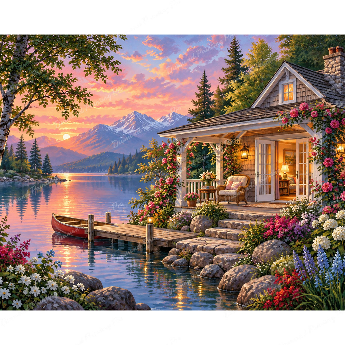 Lakeside Retreat Diamond Art Design - Full Drill with 5d Square or Round Diamonds / AB Drills Available