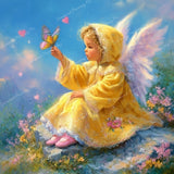 Little Angel with Butterfly Diamond Art Design - Full Drill with 5d Square or Round Diamonds / AB Drills Available