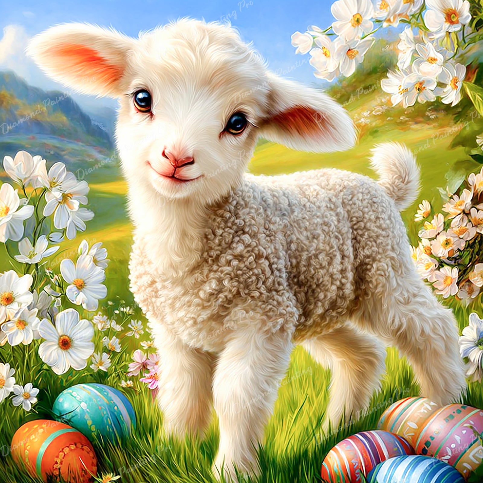 Little Lamb Diamond Art Design - Full Drill with 5d Square or Round Diamonds / AB Drills Available