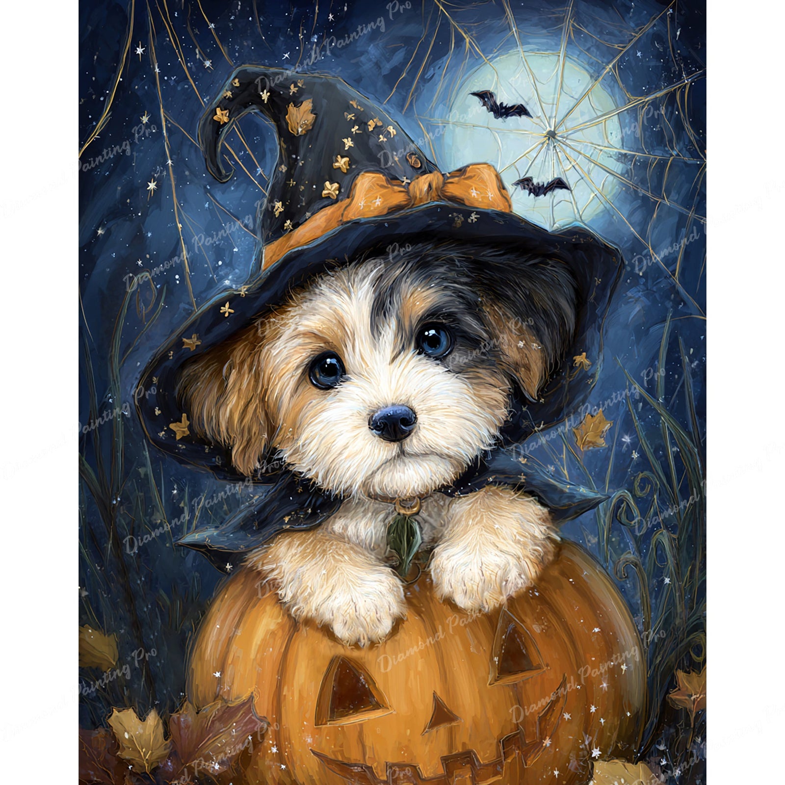 Little Witch Pup Diamond Art Design - Full Drill with 5d Square or Round Diamonds / AB Drills Available