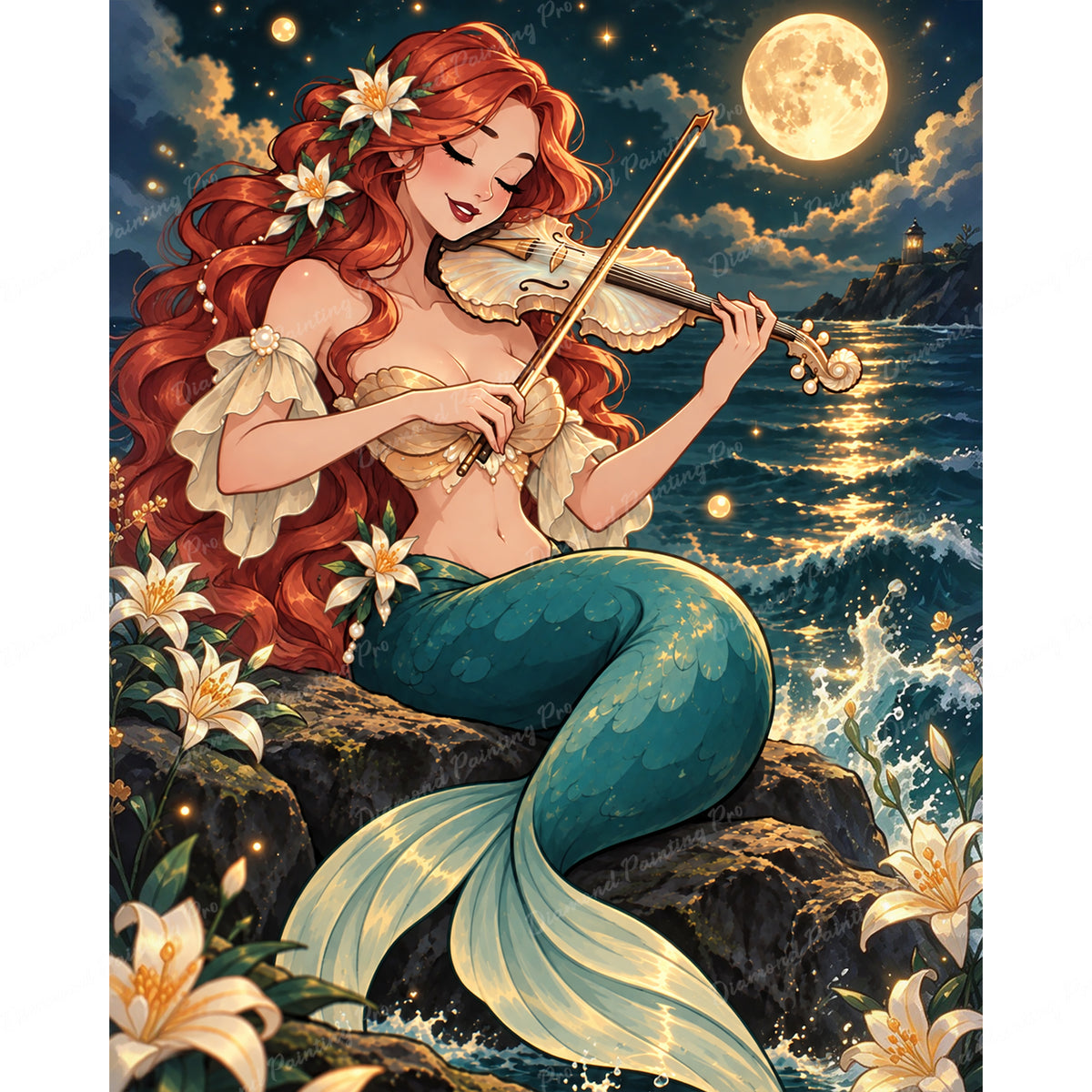 Mermaid Sonata Diamond Art Design - Full Drill with 5d Square or Round Diamonds / AB Drills Available