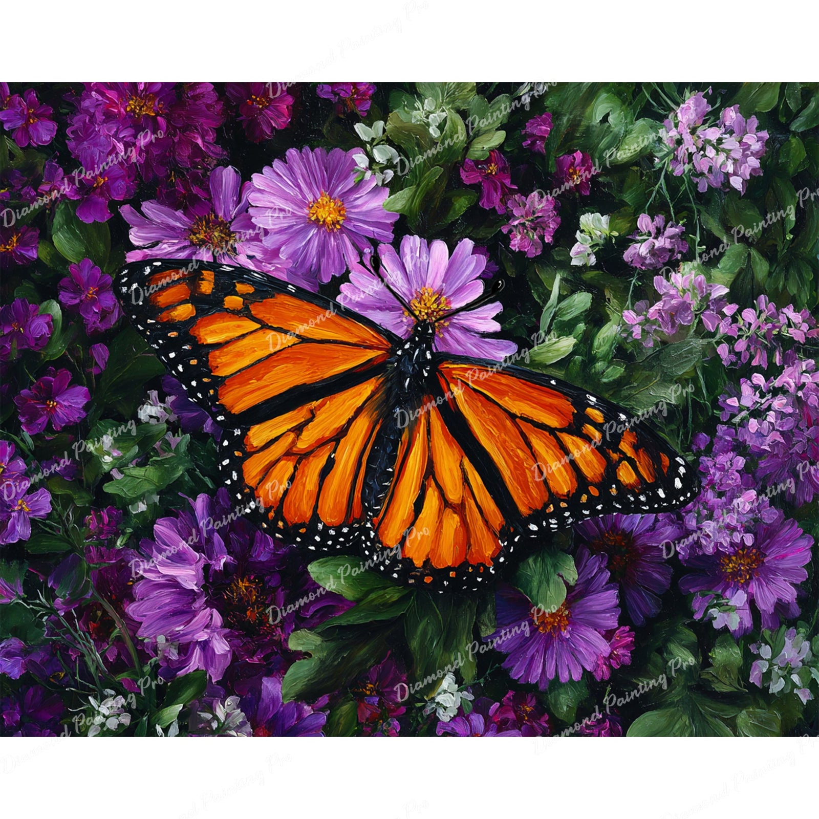 Monarch Butterfly and Petals Diamond Art Design - Full Drill with 5d Square or Round Diamonds / AB Drills Available