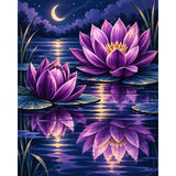 Moonlit Water Lily Diamond Art Design - Full Drill with 5d Square or Round Diamonds / AB Drills Available