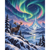 Moose and Ice Castle Diamond Art Design - Full Drill with 5d Square or Round Diamonds / AB Drills Available
