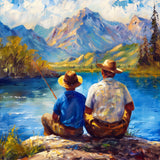 Lakeside Fishing | Diamond Painting Design - Full Drill Diamond Art with 5d Square or Round Diamonds - AB Drills Available