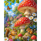 Mushrooms and Chipmunks Diamond Art Design - Full Drill with 5d Square or Round Diamonds / AB Drills Available
