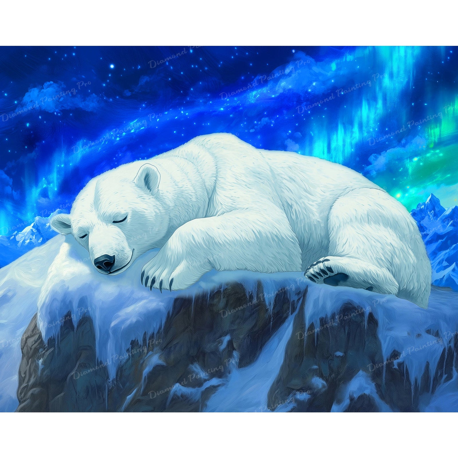 Northern Lights Bear | Diamond Painting Design - Full Drill Diamond Art with 5d Square or Round Diamonds - AB Drills Available