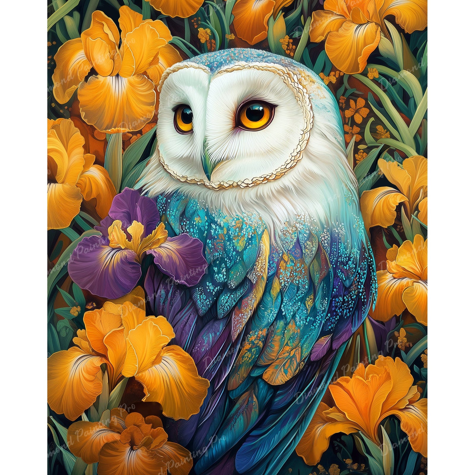 Owl and Bloom | Diamond Painting Design - Full Drill Diamond Art with 5d Square or Round Diamonds - AB Drills Available