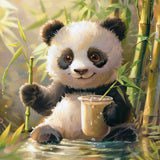 Panda Bear Cub | Diamond Painting Design - Full Drill Diamond Art with 5d Square or Round Diamonds - AB Drills Available