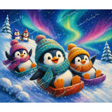 Penguins Sled Race Diamond Art Design - Full Drill with 5d Square or Round Diamonds / AB Drills Available