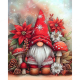 Poinsettia Xmas Gnome Diamond Art Design - Full Drill with 5d Square or Round Diamonds / AB Drills Available