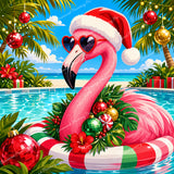 Poolside Flamingo Diamond Art Design - Full Drill with 5d Square or Round Diamonds / AB Drills Available