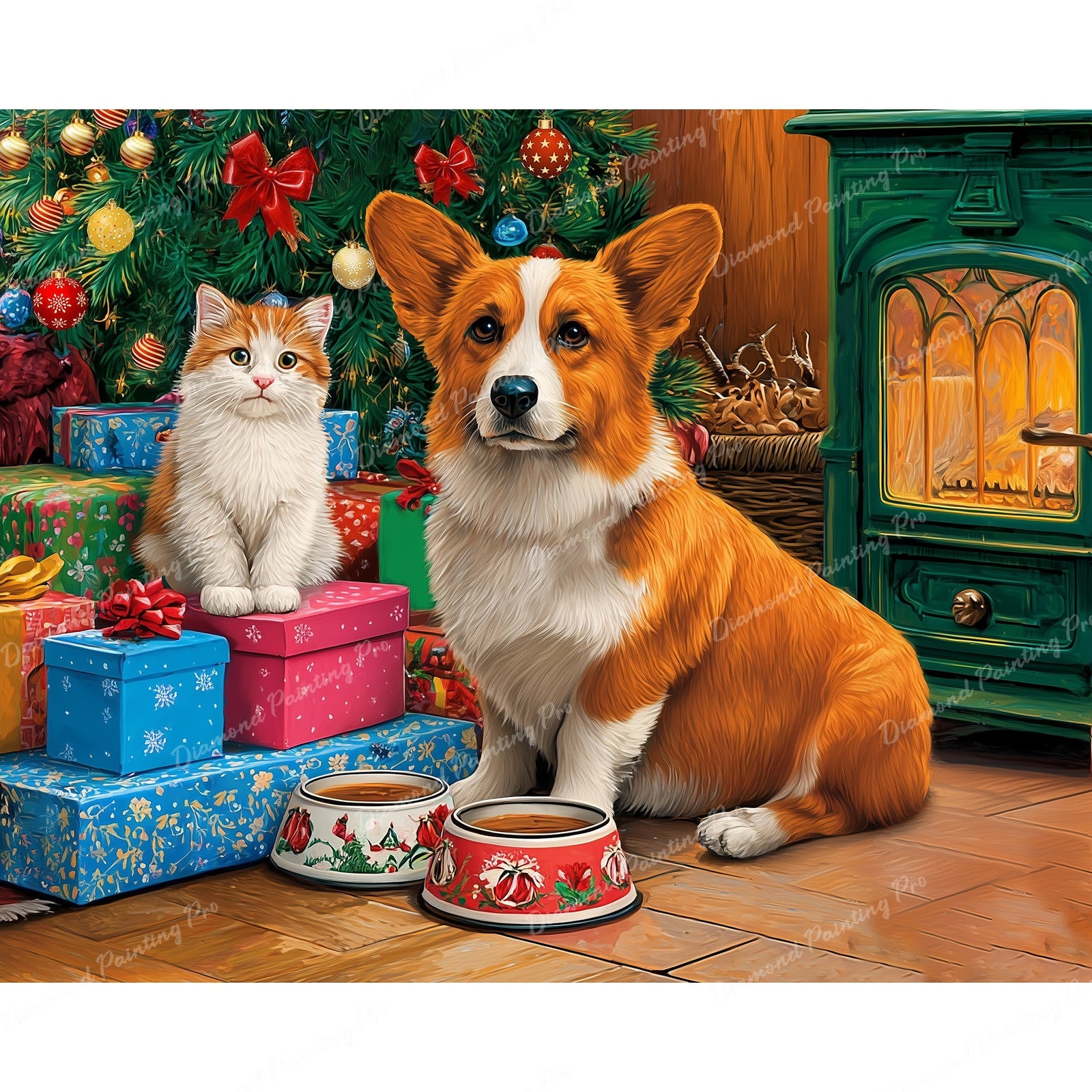 Presents and Paws Diamond Art Design - Full Drill with 5d Square or Round Diamonds / AB Drills Available