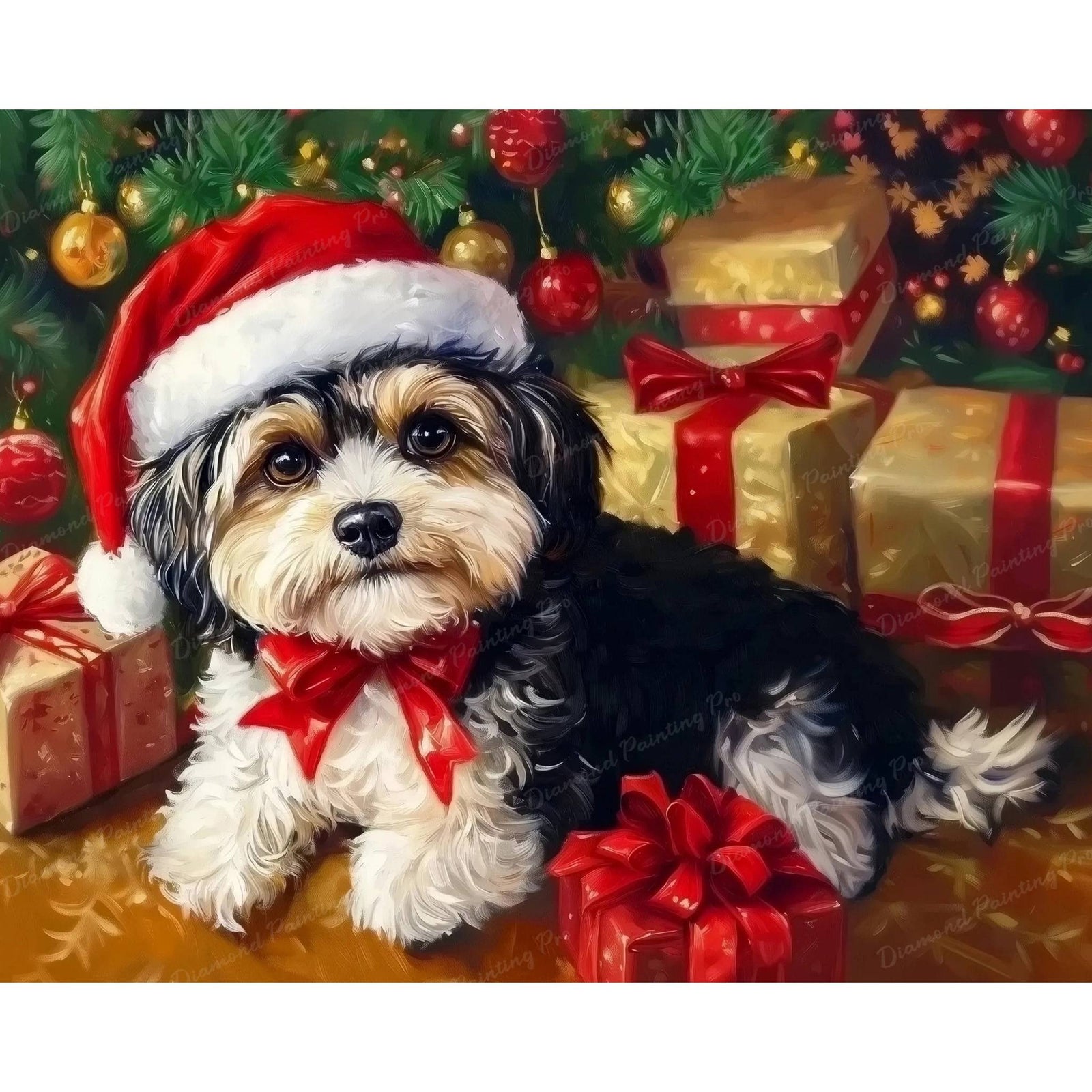 Puppy's Christmas Diamond Art Design - Full Drill with 5d Square or Round Diamonds / AB Drills Available