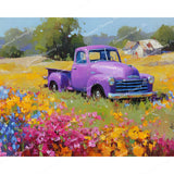Purple Truck Meadow Diamond Art Design - Full Drill with 5d Square or Round Diamonds / AB Drills Available