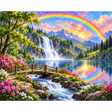 Rainbow Falls Valley Diamond Art Design - Full Drill with 5d Square or Round Diamonds / AB Drills Available