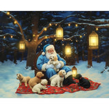 Santa and Puppies Diamond Art Design - Full Drill with 5d Square or Round Diamonds / AB Drills Available