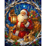 Santa Woodland Walk Diamond Art Design - Full Drill with 5d Square or Round Diamonds / AB Drills Available