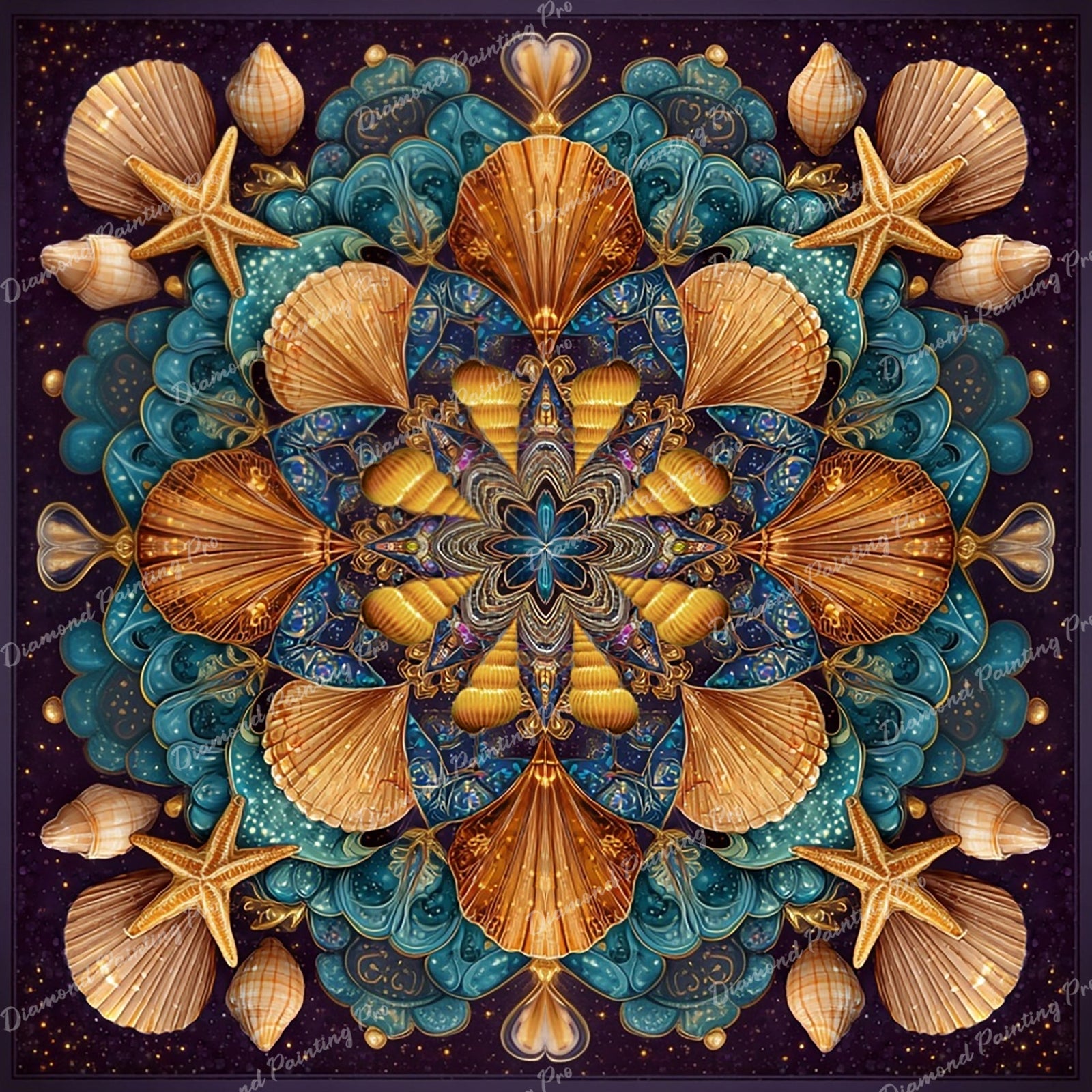 Seashell Mandala Diamond Art Design - Full Drill with 5d Square or Round Diamonds / AB Drills Available